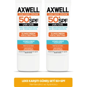 SPF 50+ 2 Li Fırsat Seti Leke Karşıtı Nemlendirici Yüksek Koruma Güneş Kremi 50 ML