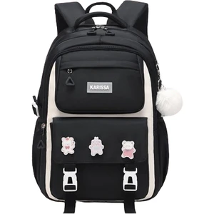 Qin Dynasty Öğrenci Okul Çantası, Hafif, Yükü Azaltan, Omurgayı Koruyan, Geniş Kapasiteli Çocuk Sırt Çantası1-6seviye Siyah Büyük (Yurt Dışından)