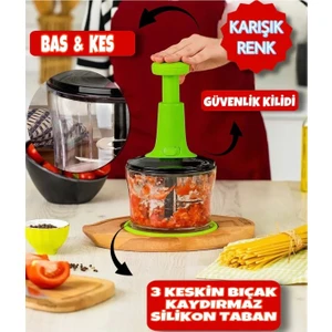 Karışık Renk Çelik Bıçaklı Basmalı El Rondosu | Rondo Blender