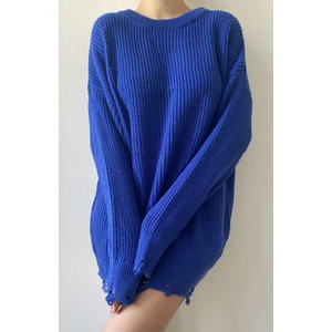 Saks Uzun Yırtıklı Oversize Triko Kazak 26031