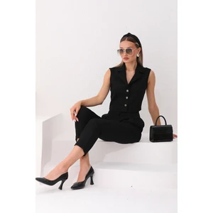 Shine & Fine Yakalı Yelek Pantolon Takım