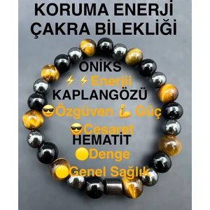 Ispartalı Doğaltaş Ve Kehribar Evi Sertifikalı Kaplangözü, Oniks, Hematit Doğaltaş Bileklik