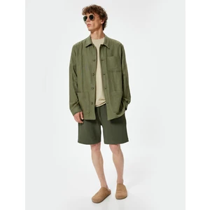 Bermuda Şort Beli Bağcıklı Cep Detaylı Pamuklu