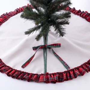 Yılbaşı Çam Ağacı Örtüsü, Pamuklu Ekose ve Naturel  60 cm