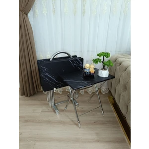 Evko Mobilya Çanta Zigon Sehpa, 4'lü Sehpa, Zigon Sehpa, Servis Sehpası, Mdf Mebran Sehpa, Katlanır Sehpa, Krom