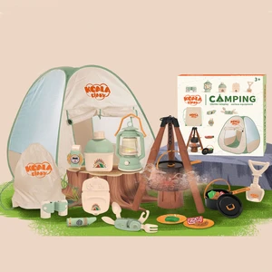 Learning Fun 17 Parça Buharlı Işıklı Çadırlı Kamp Eşyaları Seti Oyuncak Oyun Seti Çocuk Oyun Çadırı