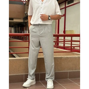 Baggy Kalıp, Yazlık-Baharlık, Esnek-Dökümlü, Pile Detaylı, Geniş Kumaş Pantolon ASP01