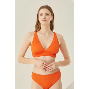 Turuncu Reps Üçgen Tek Üst Bikini
