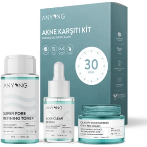 Akne Karma-Yağlı Cilt Bakım Seti Tonik Serum Krem - Azelaik Asit
