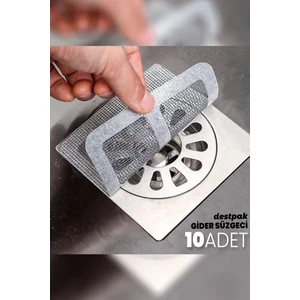 10 Adet Yapışkanlı Gider Süzgeci - Gider Teli - Saç, Kıl Tutar - Böcek ve Haşere Engelleyici 10 x 10 cm