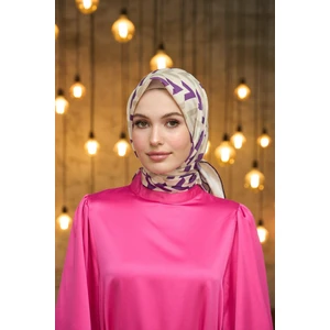 Yaz Işıltısı Koleksiyonu Soft Eşarp Mürdüm Krem 1187-13