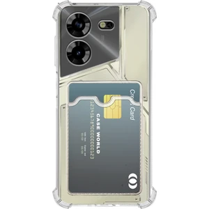 Case World Tecno Pova 5 Kamera Korumalı Kartlıklı Darbe Emici Özellikli Şeffaf Silikon Kılıf