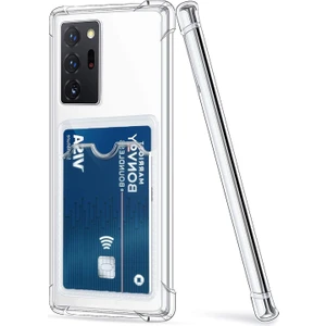 Caseart Samsung Galaxy Note 20 Ultra Kamera Korumalı Kartlıklı Darbe Emici Özellikli Şeffaf Silikon Kılıf