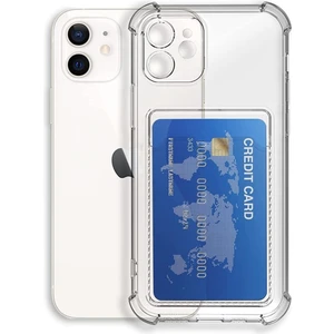 Caseart Apple iPhone 12 Mini Kapak Kamera Korumalı Kartlıklı Darbe Emici Özellikli Şeffaf Silikon Kılıf