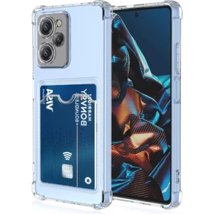Caseart Xiaomi Poco X5 Pro Kapak Kamera Korumalı Kartlıklı Darbe Emici Özellikli Şeffaf Silikon Kılıf
