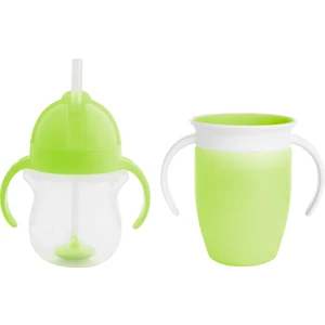 Tıklama Kilitli Uçlu Alıştırma Bardağı 6AY,207ML,YEŞIL +Munchkin Mucize 360° Alıştırma Bardağı, 6AY+, 207ML,YEŞIL