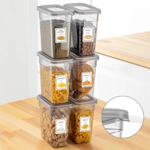 Meleni Home 6'lı Etiketli Erzak Saklama Kabı Seti - Sızdırmaz Kapaklı Bakliyat Saklama Kutusu  - 6 x 1100 ml