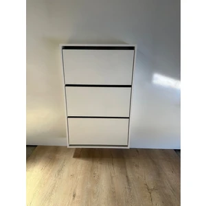 Çakıcı Yapı Düşer Kapak Ayakkabılık Kayar Raflı Ayakkabılık 3 Bölmeli Ayakkabılık Beyaz
