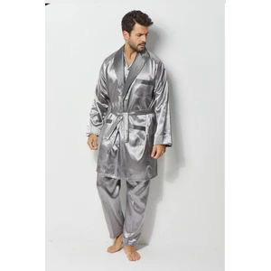 Erkek Ropdöşambır Ve Saten Pijama Takımı 4'Lü Set- Ropman