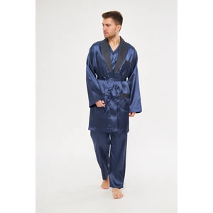 Erkek Ropdöşambır Ve Saten Pijama Takımı 4'Lü Set- Ropman
