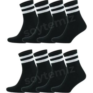 Çizgili Kolej Çorap 8 Çift Siyah Unisex