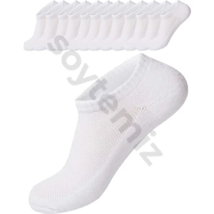 Unisex Cotton Görünmez Sneakers Spor Çorap Beyaz 12 Çift