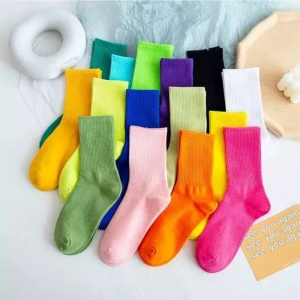 Unisex Çok Renkli Kolej Çorap Düz 8 Çift