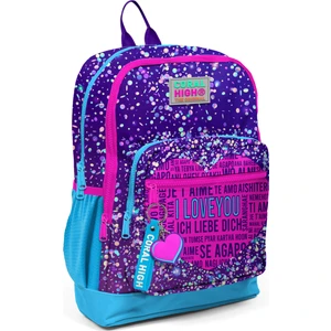 Coral High Kids Mor Mavi Pembe Kalp Desenli Dört Bölmeli Okul Sırt Çantası 23740