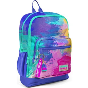 Coral High Kids Renkli Airbrush Desenli Desenli Dört Bölmeli Okul Sırt Çantası 23738
