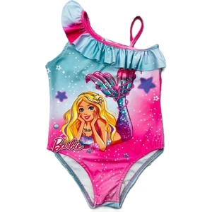 Miss Kids Kız Çocuk Deniz Kızı Karakterli Tek Kol Fırfırlı Askılı Mayo Baskı