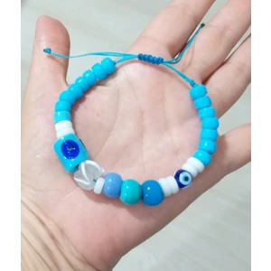 Funny Takı Bodrum Cam Nazar Boncuklu Beyaz Kedigözü Cam Boncuklu Bileklik