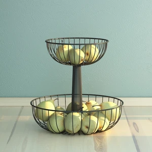 Teknotel Mat Siyah Desenli Metal Meyve Sepeti Organizer 33x33x30 cm – Şık, Dayanıklı ve Kullanışlı Tasarım