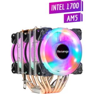 Cold Frost 603 Kule Tipi 3 Fanlı Rainbow Gaming Işlemci Fanı 6 Bakır Kanallı Cpu Fan Soğutma Sistemi