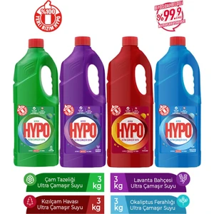 Hyper Hypo Ultra Çamaşır Suyu 4 Farklı Koku 3 kg x 4 Adet