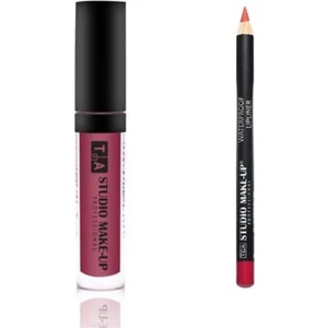 Tca Studio Make-Up Fırçalı Mat Likit Ruj ve Dudak Kalemi Seti Lip Liner - Lip Gloss