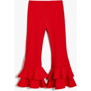 Ispanyol Paça Pantolon Fırfır Detaylı Beli Lastikli