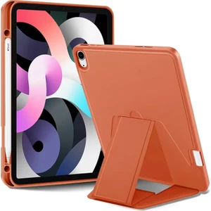 Coverzone Samsung Galaxy Tab S9 ile Uyumlu Kılıf Lüks Kadife Iç Kaplamalı Galaxy Tab S9 Suni Deri, Mıknatıslı V- Stand Tablet Arka Kapak (Turuncu, Samsung Galaxy Tab S9)
