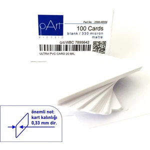 İnce Beyaz Kart 330 Micron (0,33 mm Kalınlığında) Mat Yüzey 100 Adet