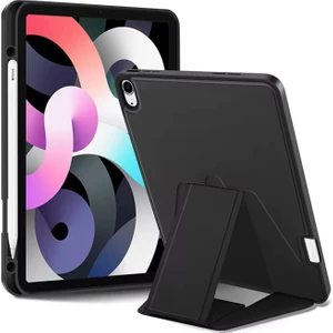 Coverzone Samsung Galaxy Tab S9 ile Uyumlu Kılıf Lüks Kadife Iç Kaplamalı Galaxy Tab S9 Suni Deri, Mıknatıslı V- Stand Tablet Arka Kapak (Siyah, Samsung Galaxy Tab S9)