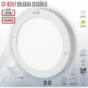 CT-9247 Bologna Gece/gündüz Sensörlü 20W