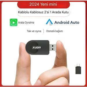 Xuda Mini Kablosuz 2 In 1 Kutusu Carplay 5g Wif & Bluetooth 5.0 Android Ios Otomatik Tak ve Çalıştır