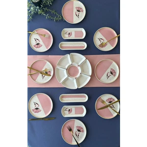 Venüs Home Gelincik Model 8 Kişilik 19 Parça Kahvaltı Takımı (Pembe)