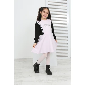 Toontoy Kids  Kız Çocuk Garni Detaylı Baskılı Elbise