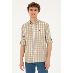 U.S. Polo Assn. Erkek Açık Haki Gömlek Desenli 50288665-VR183