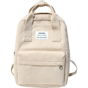 Kadın Kadife Okul Sırt Çantası-Bej (Yurt Dışından)