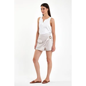 Kadın Sienna Taş Slim Fit Gabardin Şort Etek