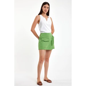 Kadın Sienna Çağla Slim Fit Gabardin Şort Etek