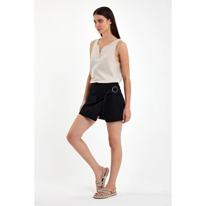 Kadın Sienna Siyah Slim Fit Gabardin Şort Etek
