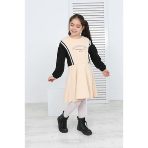 Toontoy Kids  Kız Çocuk Garni Detaylı Baskılı Elbise