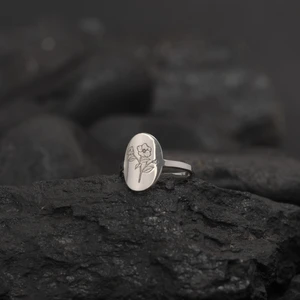 One Silver Gold 925 Ayar Gümüş Çiçek Motifli Yüzük Kişiye Özel Tasarım